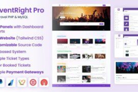 EventRight Pro v1.11.0 Nulled – Ticket Sales and Event Booking & Management System with Website & Web Panels (SaaS) Script