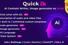 QuickAI OpenAI v4.5 Nulled – ChatGPT – AI Writing Assistant and Content Creator as SaaS Script