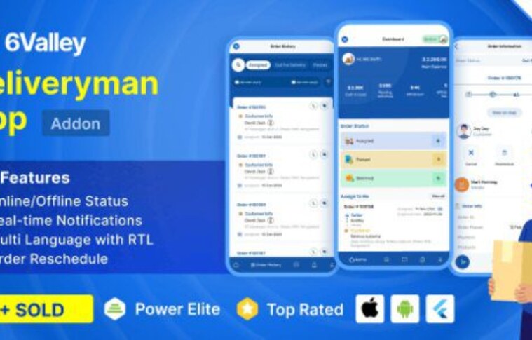 6Valley e-commerce v3.10 – Delivery Man Flutter App Source