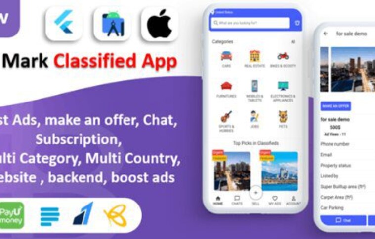 Mark Classified App v6.0 – Classified App | Multi Payment Gateways Integrated | Buy & Sell | Subscription App Source