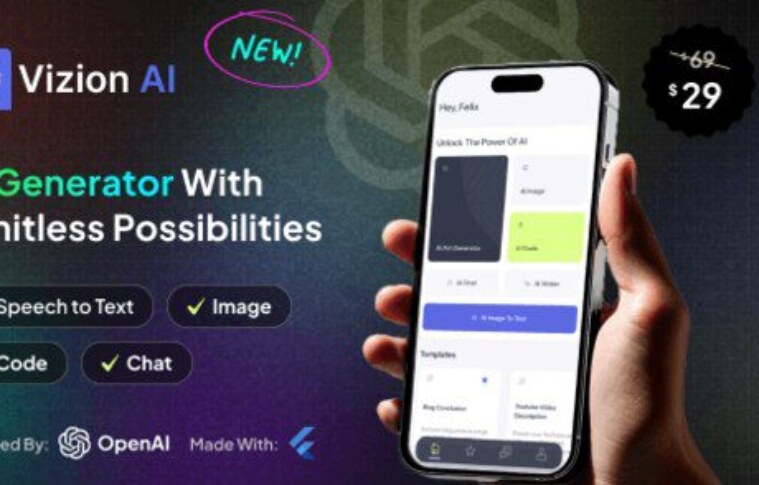 Vizion AI v2.3.0 – AI Creator App with Flutter with ChatGPT Source Code